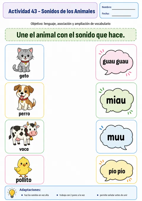 Actividad: sonidos de los animales