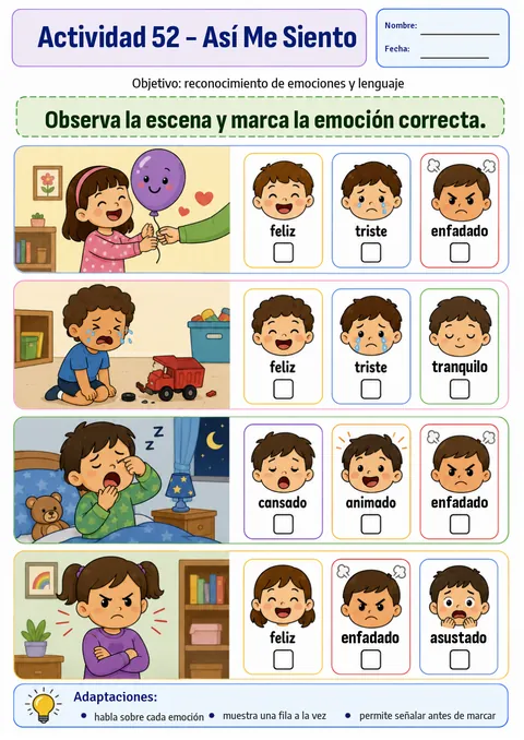 Actividad: reconocer emociones